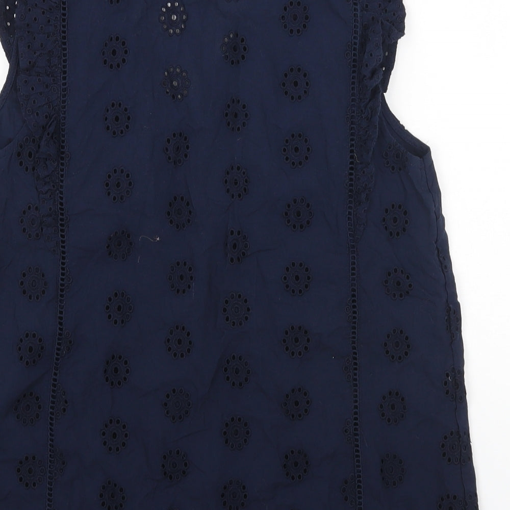 Marks and Spencer Womens Blue Cotton Basic T-Shirt Size 8 V-Neck