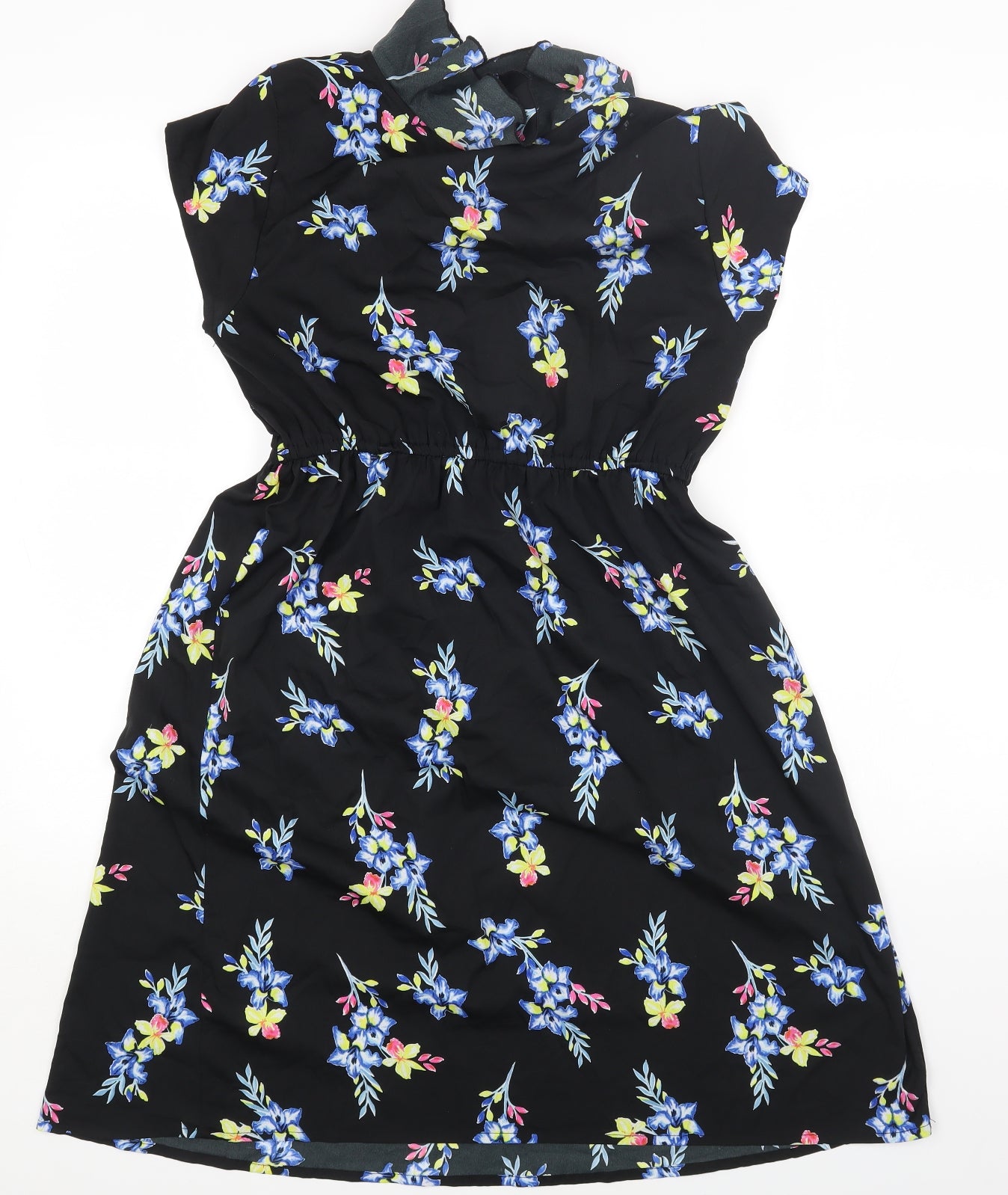 New Look Maternity Womens Black Floral Polyester Fit & Flare Size 12 V-Neck Pullover