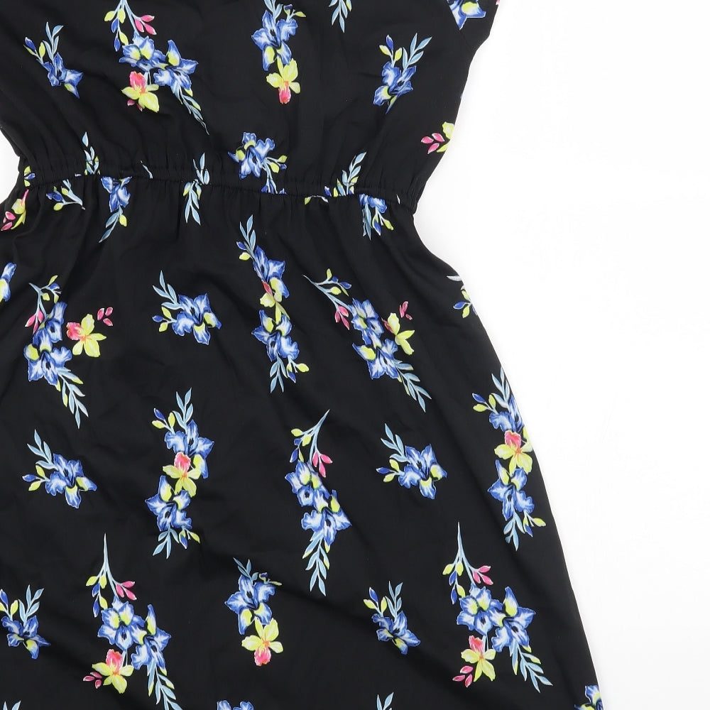 New Look Maternity Womens Black Floral Polyester Fit & Flare Size 12 V-Neck Pullover