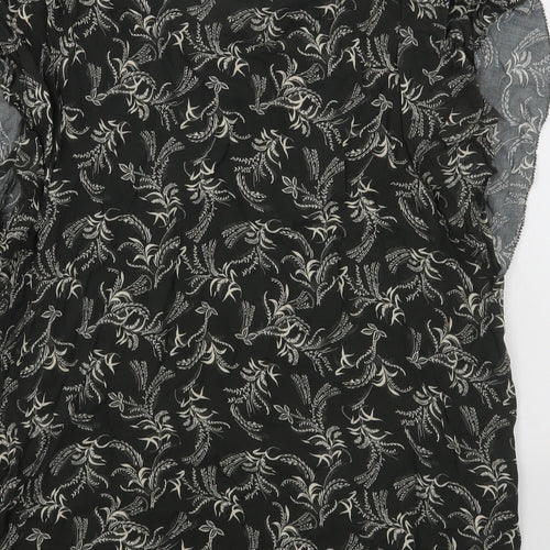 Marks and Spencer Womens Green Geometric Viscose Basic Blouse Size 16 V-Neck