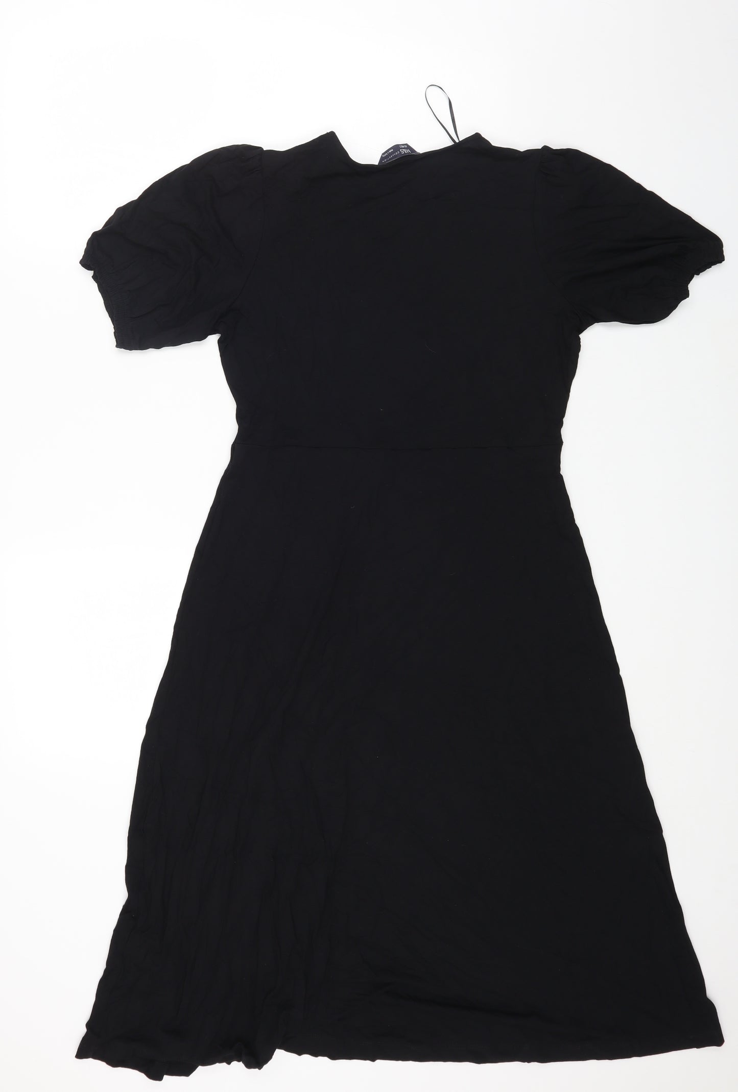 Marks and Spencer Womens Black Viscose Fit & Flare Size 10 V-Neck Pullover