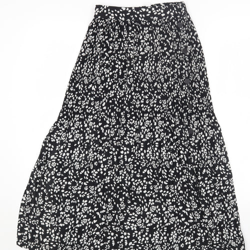 Topshop Womens Black Geometric Polyester Maxi Skirt Size 4