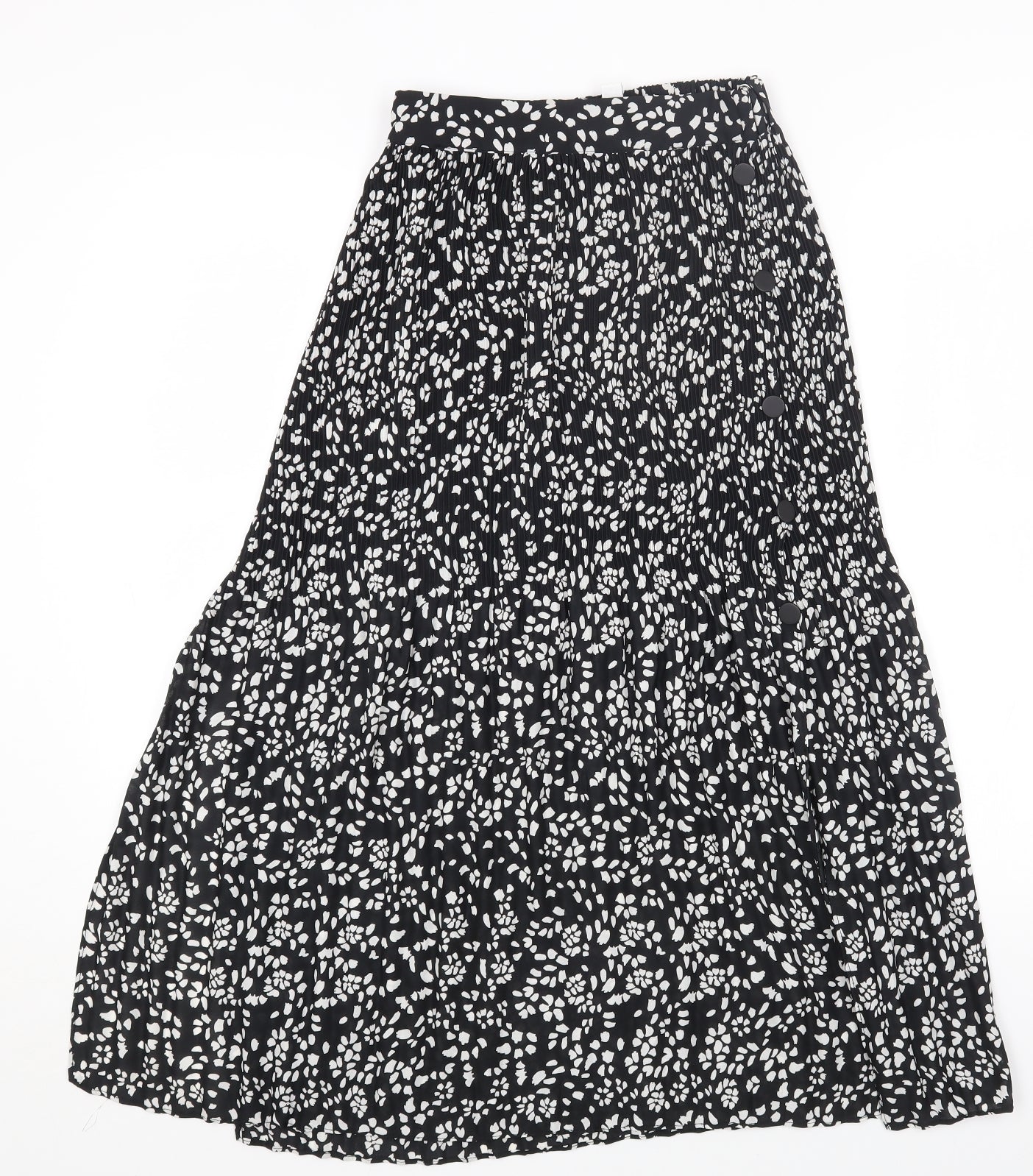 Topshop Womens Black Geometric Polyester Maxi Skirt Size 4