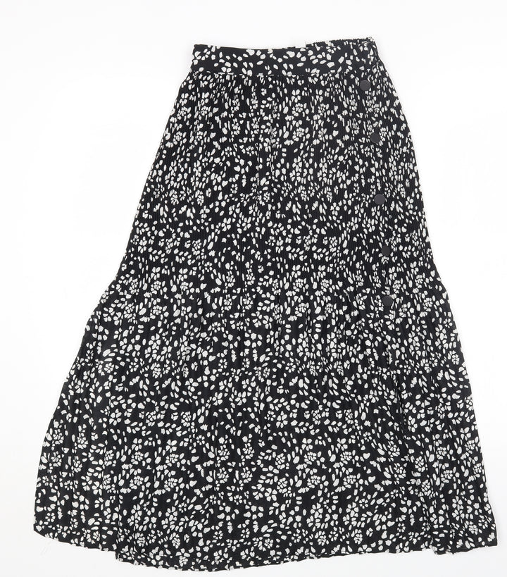 Topshop Womens Black Geometric Polyester Maxi Skirt Size 4