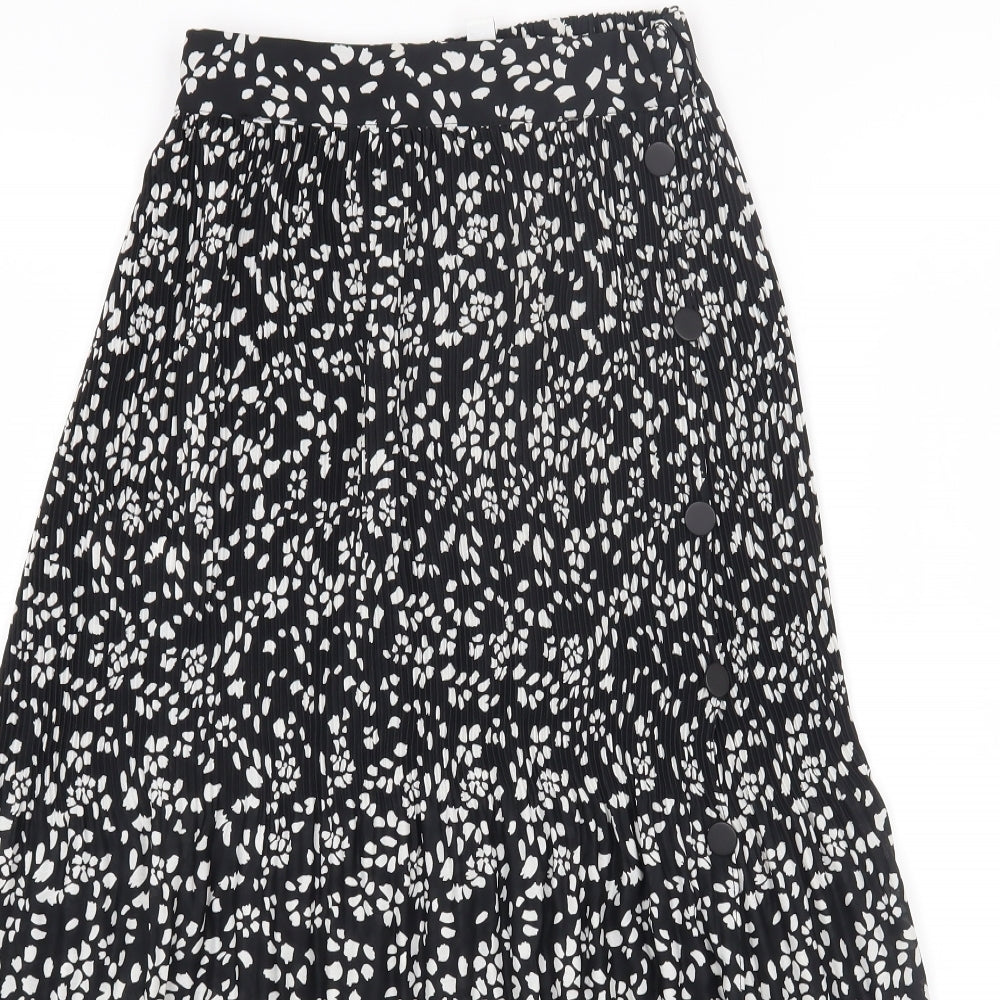 Topshop Womens Black Geometric Polyester Maxi Skirt Size 4