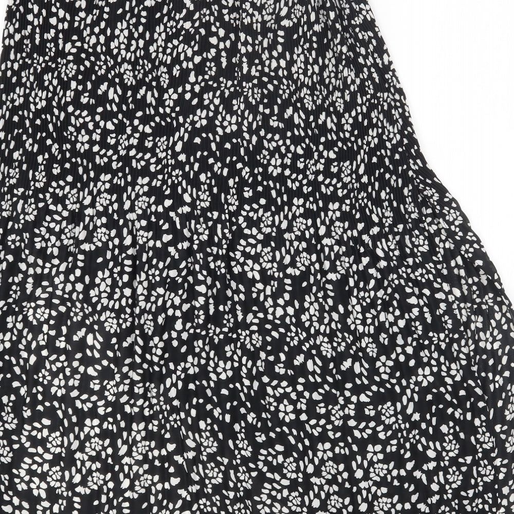 Topshop Womens Black Geometric Polyester Maxi Skirt Size 4
