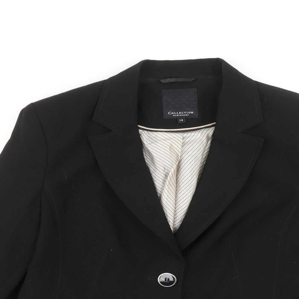 Debenhams Womens Black Jacket Blazer Size 14 Button