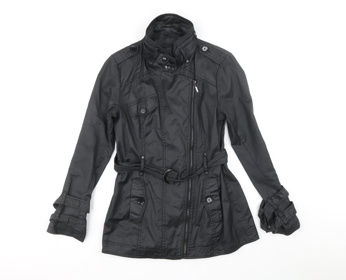 NEXT Womens Black Military Jacket Coat Size 10 Zip