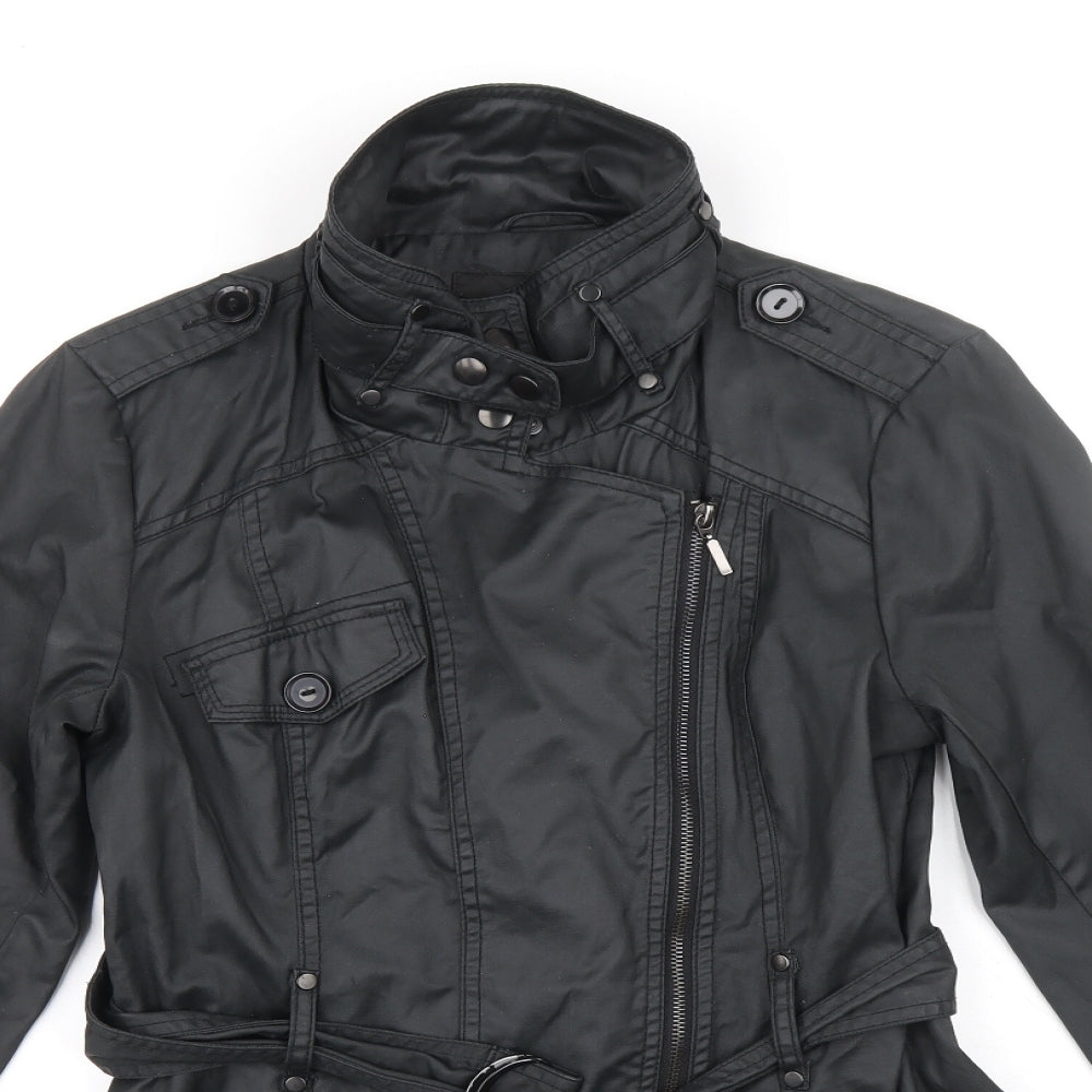NEXT Womens Black Military Jacket Coat Size 10 Zip