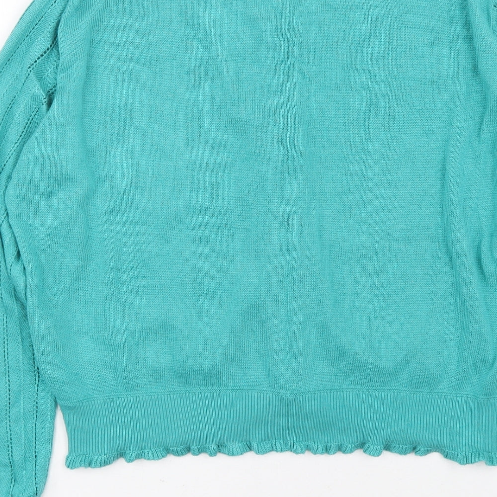 TU Womens Blue Round Neck Acrylic Cardigan Jumper Size 14