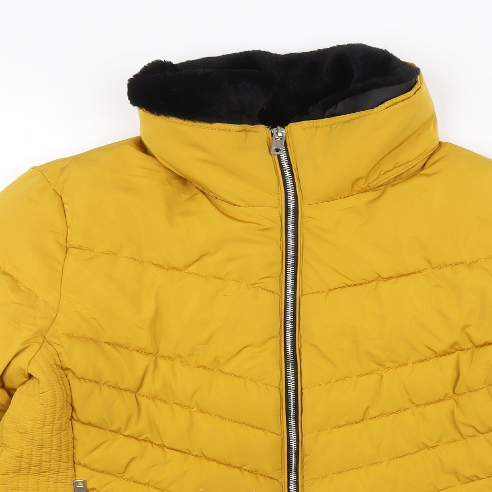 Papaya Womens Yellow Puffer Jacket Coat Size 16 Zip