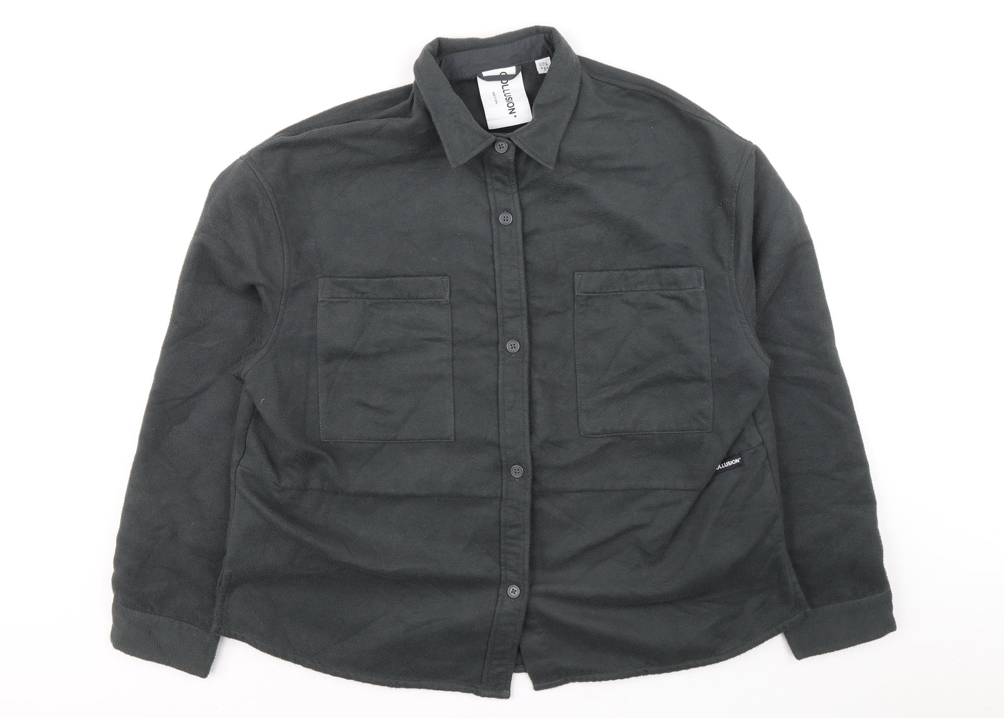 COLLUSION Womens Grey Jacket Size 8 Button