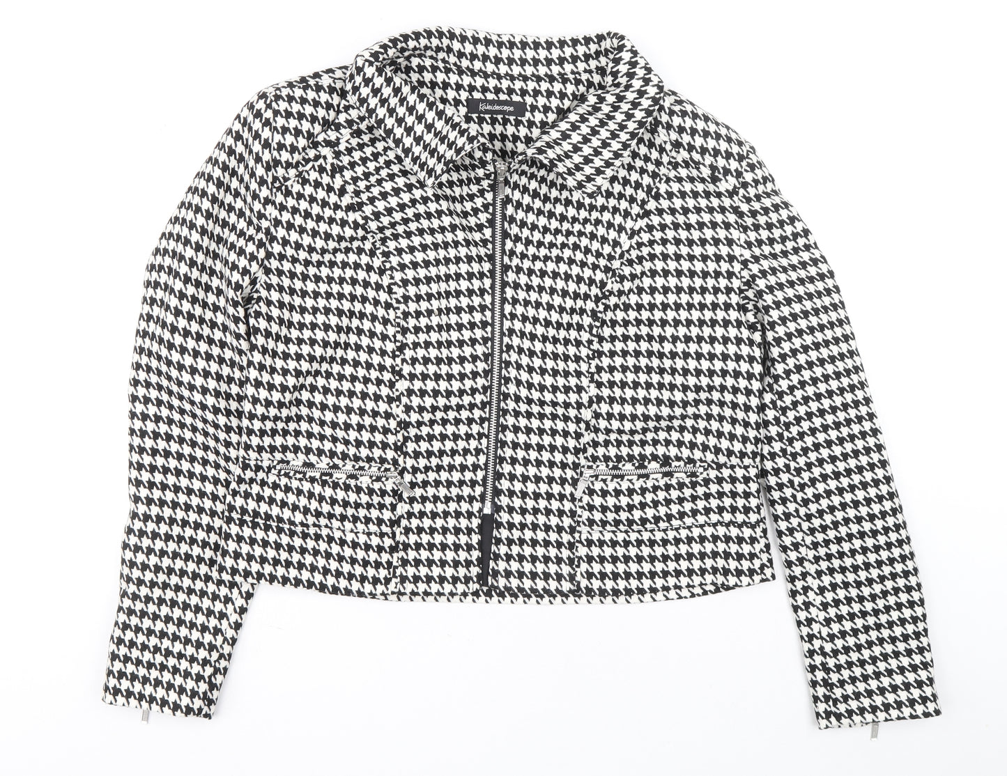 kaladescope Womens White Geometric Jacket Size 18 Zip