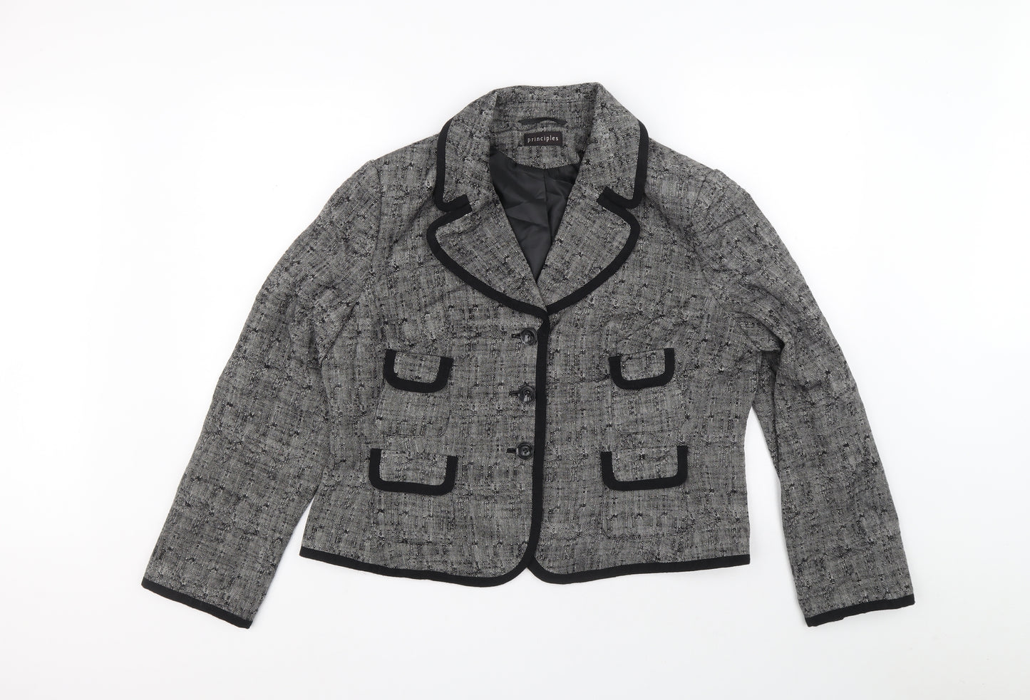 Principles Womens Grey Jacket Blazer Size 18 Button