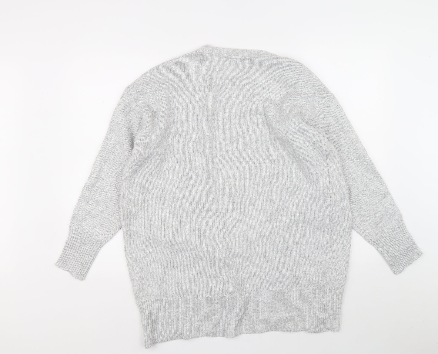 F&F Womens Grey V-Neck Polyester Cardigan Jumper Size S