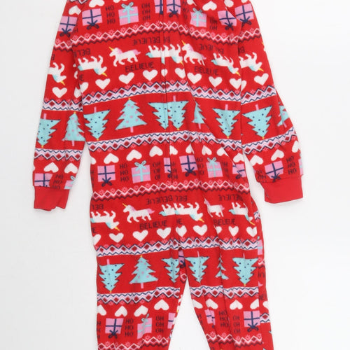 George Girls Red Geometric 100% Polyester Top One Piece Size 6-7 Years Zip - Christmas