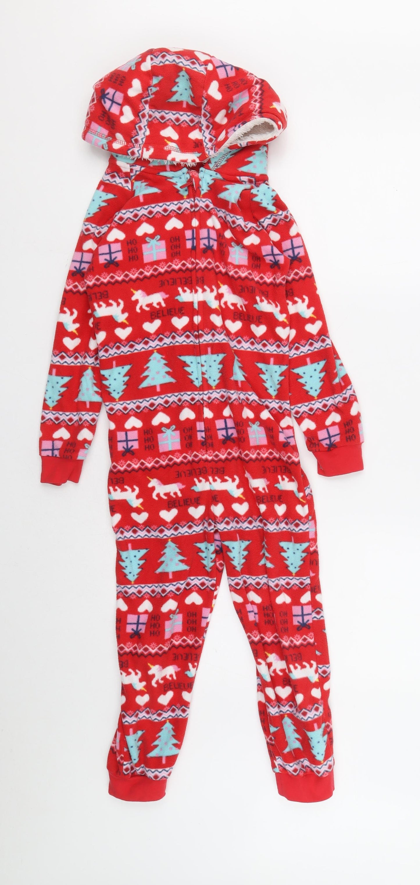 George Girls Red Geometric 100% Polyester Top One Piece Size 6-7 Years Zip - Christmas