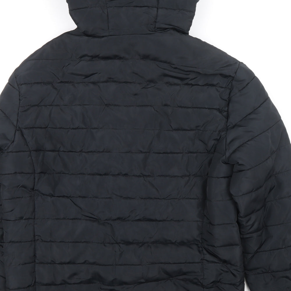 JACK & JONES Mens Black Puffer Jacket Coat Size M Zip