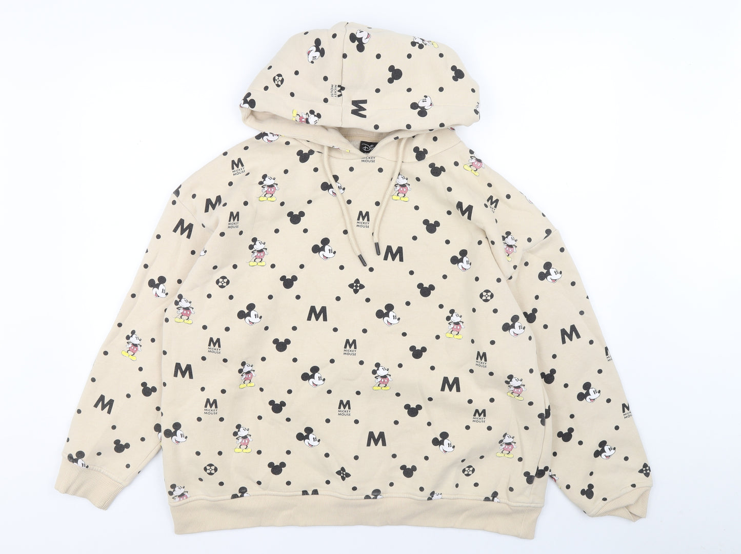 Disney Womens Beige Geometric Polyester Pullover Hoodie Size L Pullover - Mickey Mouse