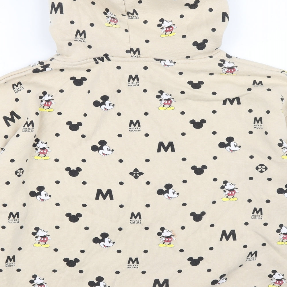 Disney Womens Beige Geometric Polyester Pullover Hoodie Size L Pullover - Mickey Mouse