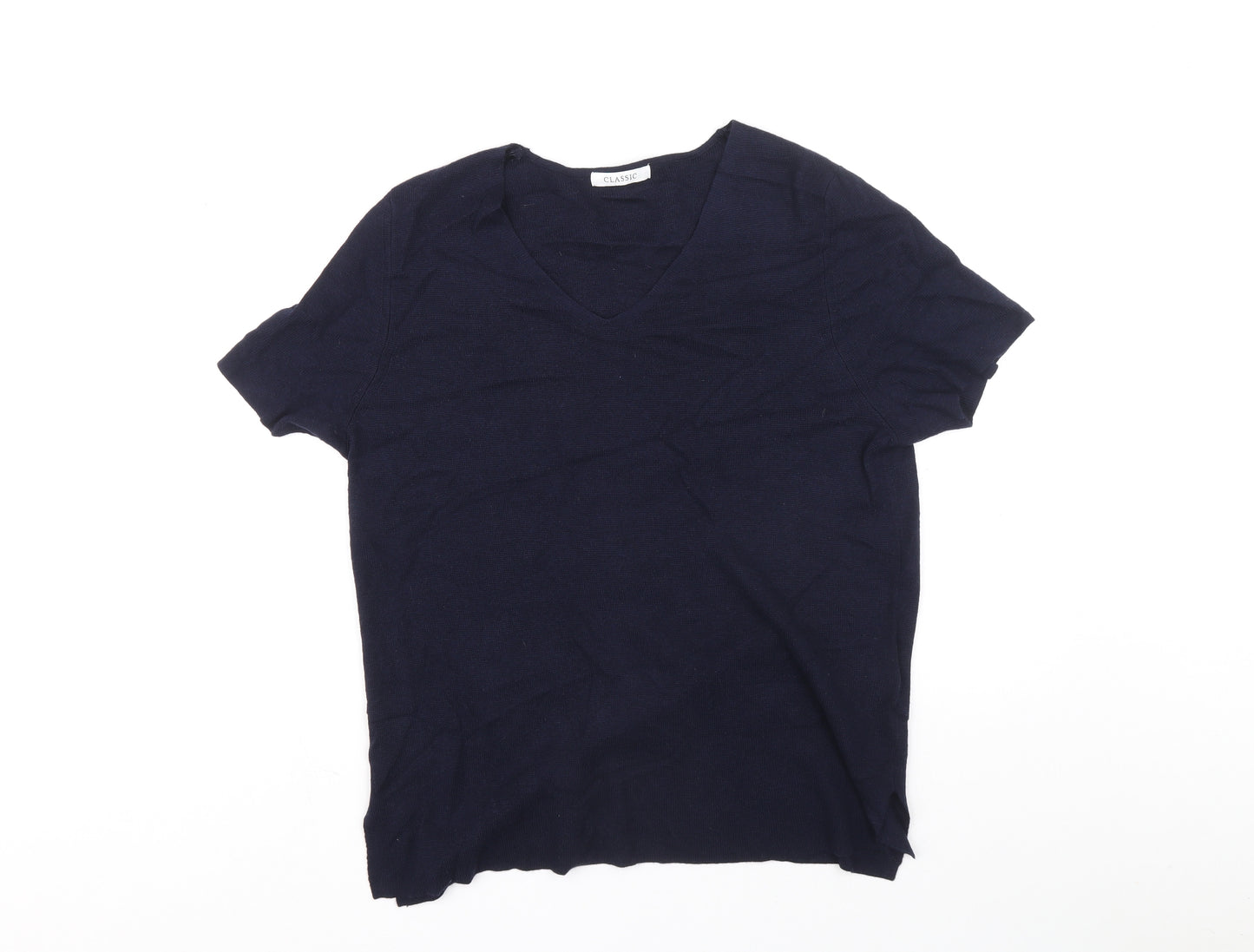 Classic Womens Blue Round Neck Polyamide Pullover Jumper Size 16