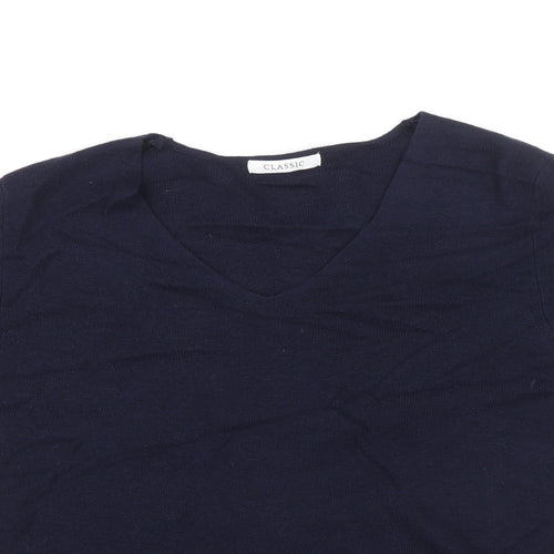 Classic Womens Blue Round Neck Polyamide Pullover Jumper Size 16