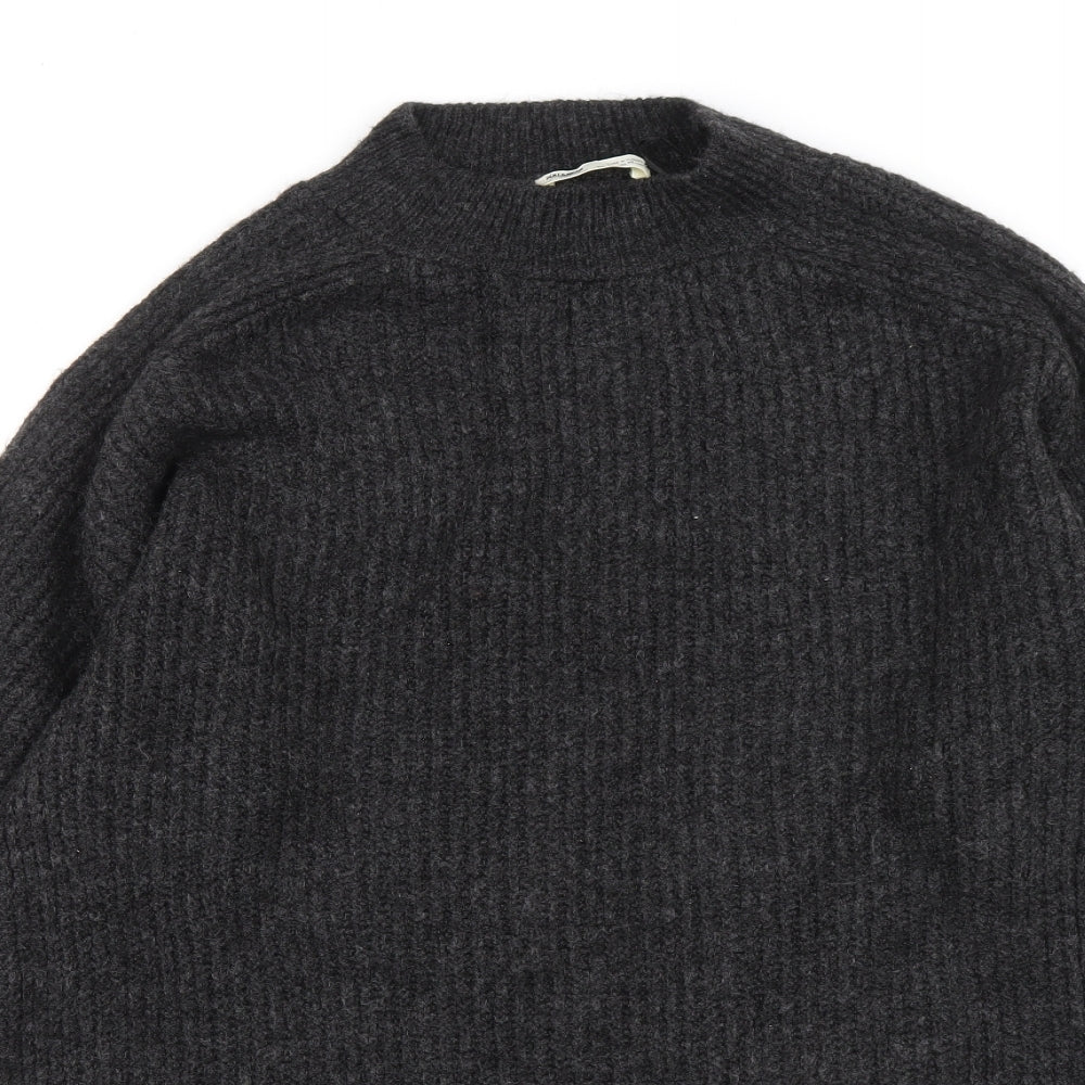 Pull&Bear Womens Grey Acrylic Jumper Dress Size M Crew Neck Pullover