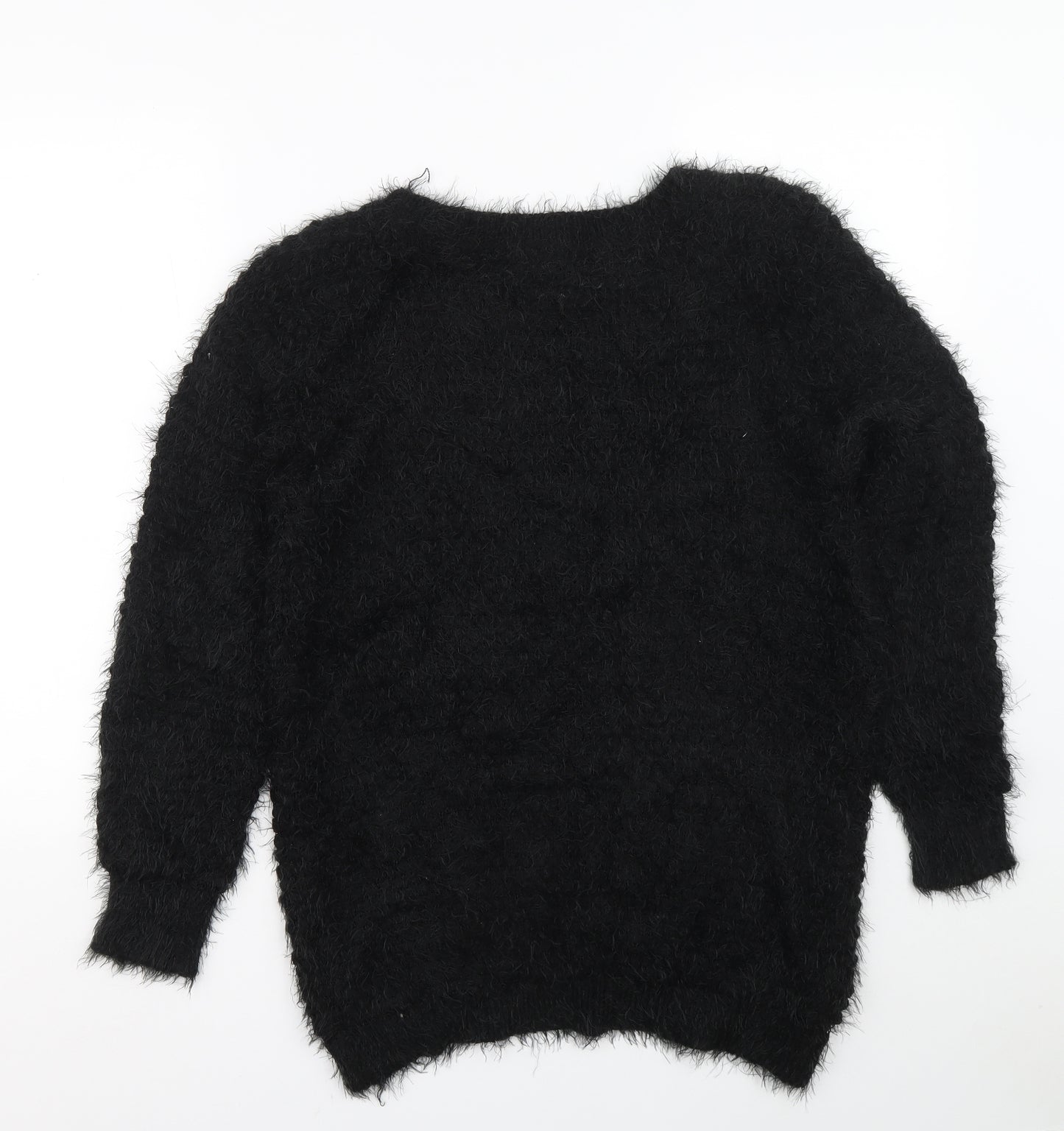 Samya Womens Black Boat Neck Acrylic Pullover Jumper Size 18