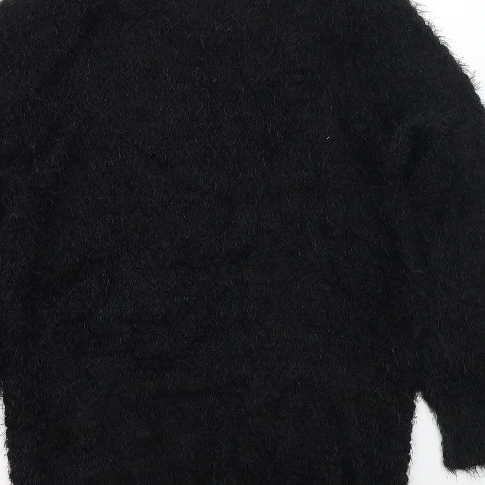 Samya Womens Black Boat Neck Acrylic Pullover Jumper Size 18