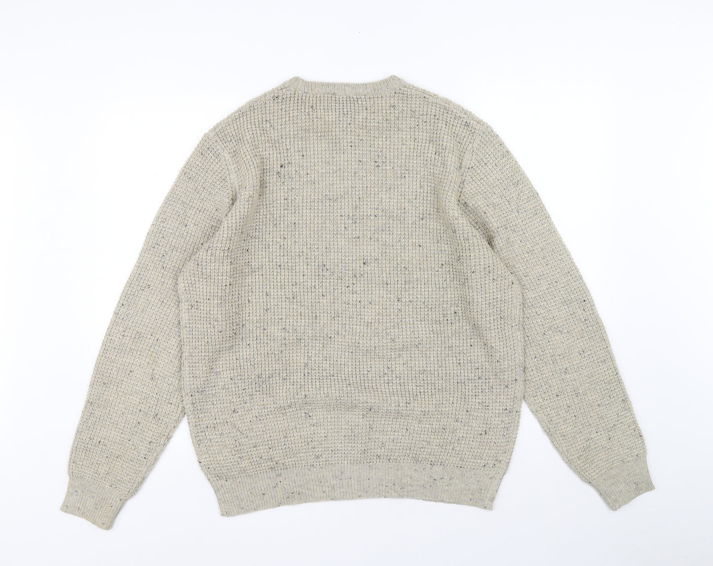 Cedar Wood State Mens Beige Crew Neck Acrylic Pullover Jumper Size L