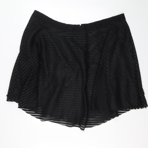 New Look Womens Black Polyester A-Line Skirt Size 32 Zip
