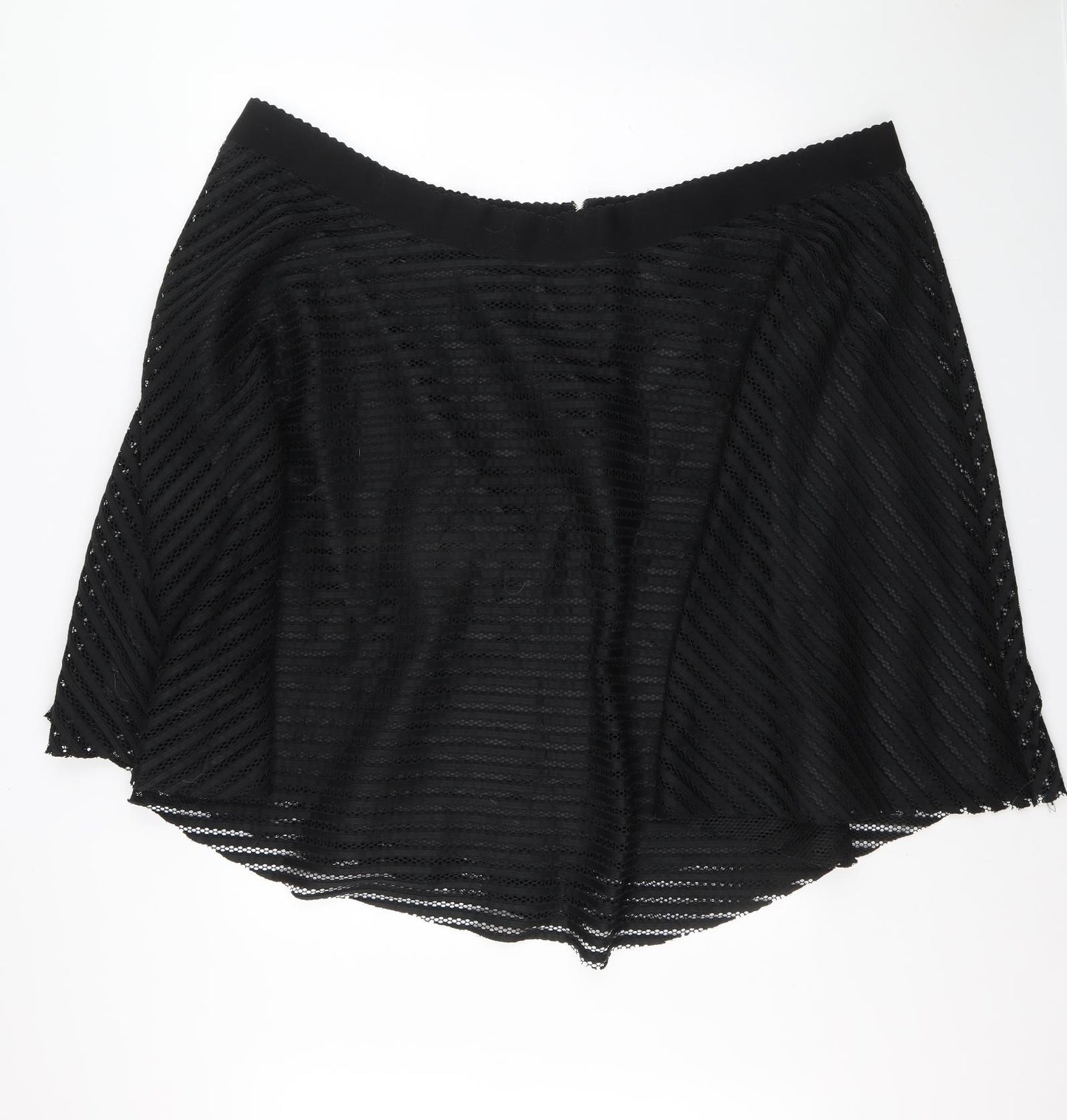 New Look Womens Black Polyester A-Line Skirt Size 32 Zip