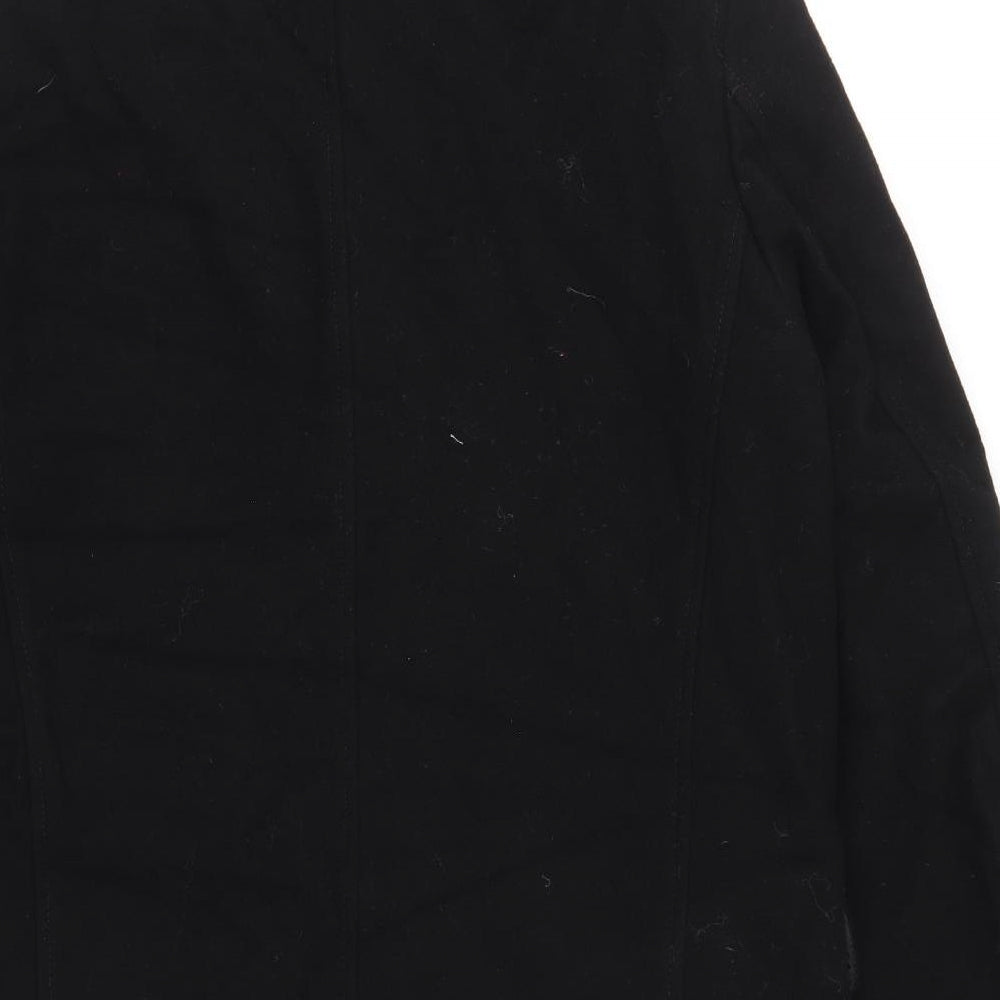 F&F Mens Black Overcoat Coat Size L Button