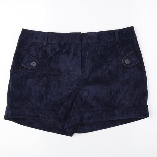 Dunnes Stores Womens Blue Polyester Hot Pants Shorts Size 12 Regular Hook & Loop