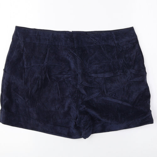 Dunnes Stores Womens Blue Polyester Hot Pants Shorts Size 12 Regular Hook & Loop