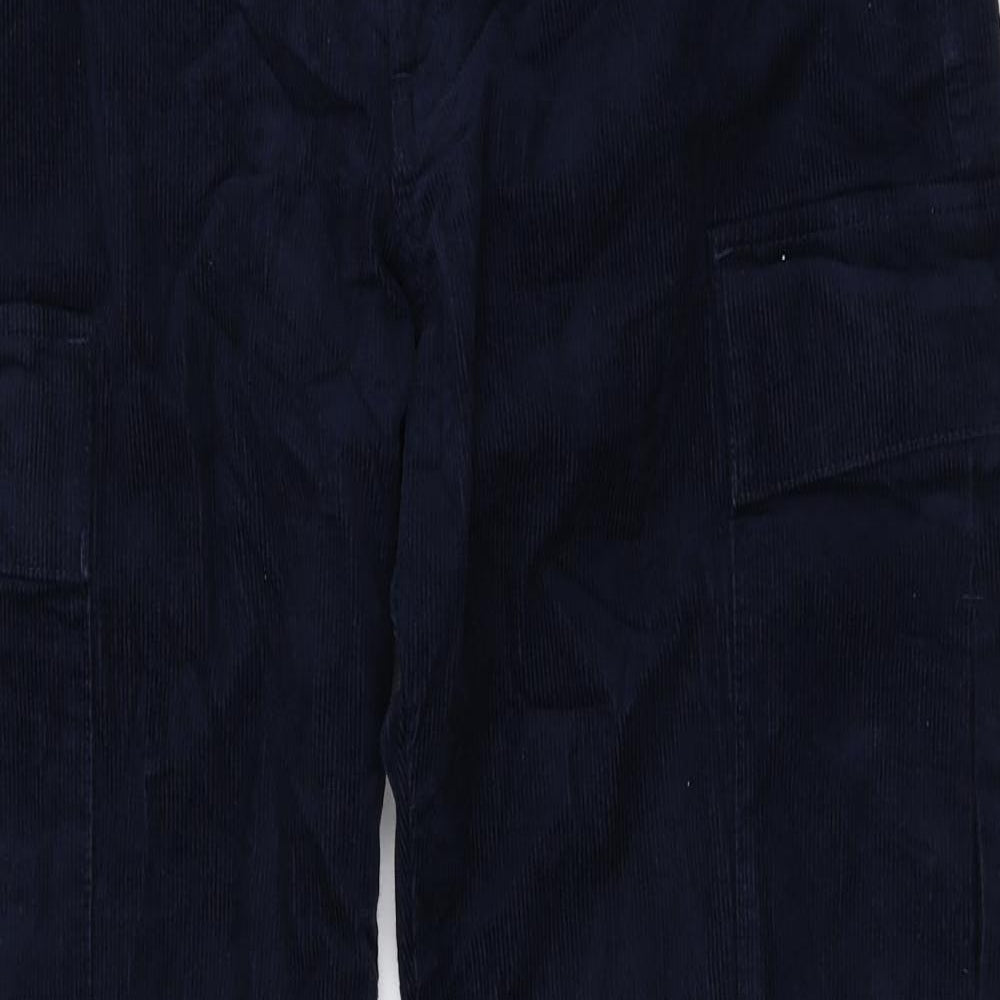 Marks and Spencer Mens Blue Cotton Cargo Trousers Size 30 L33 in Regular Zip