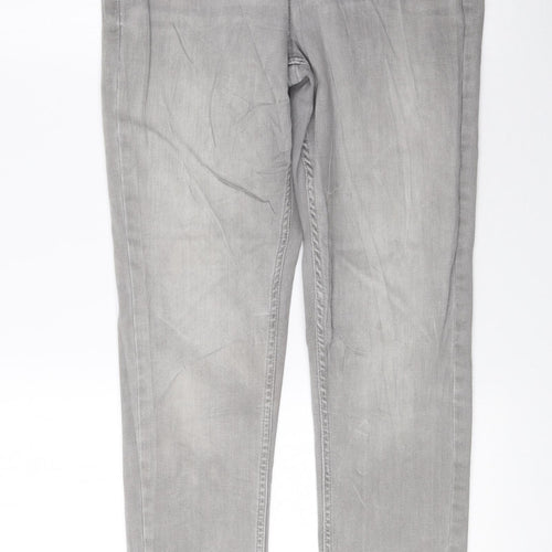 Marks and Spencer Womens Grey Cotton Skinny Jeans Size 12 L27 in Regular Zip