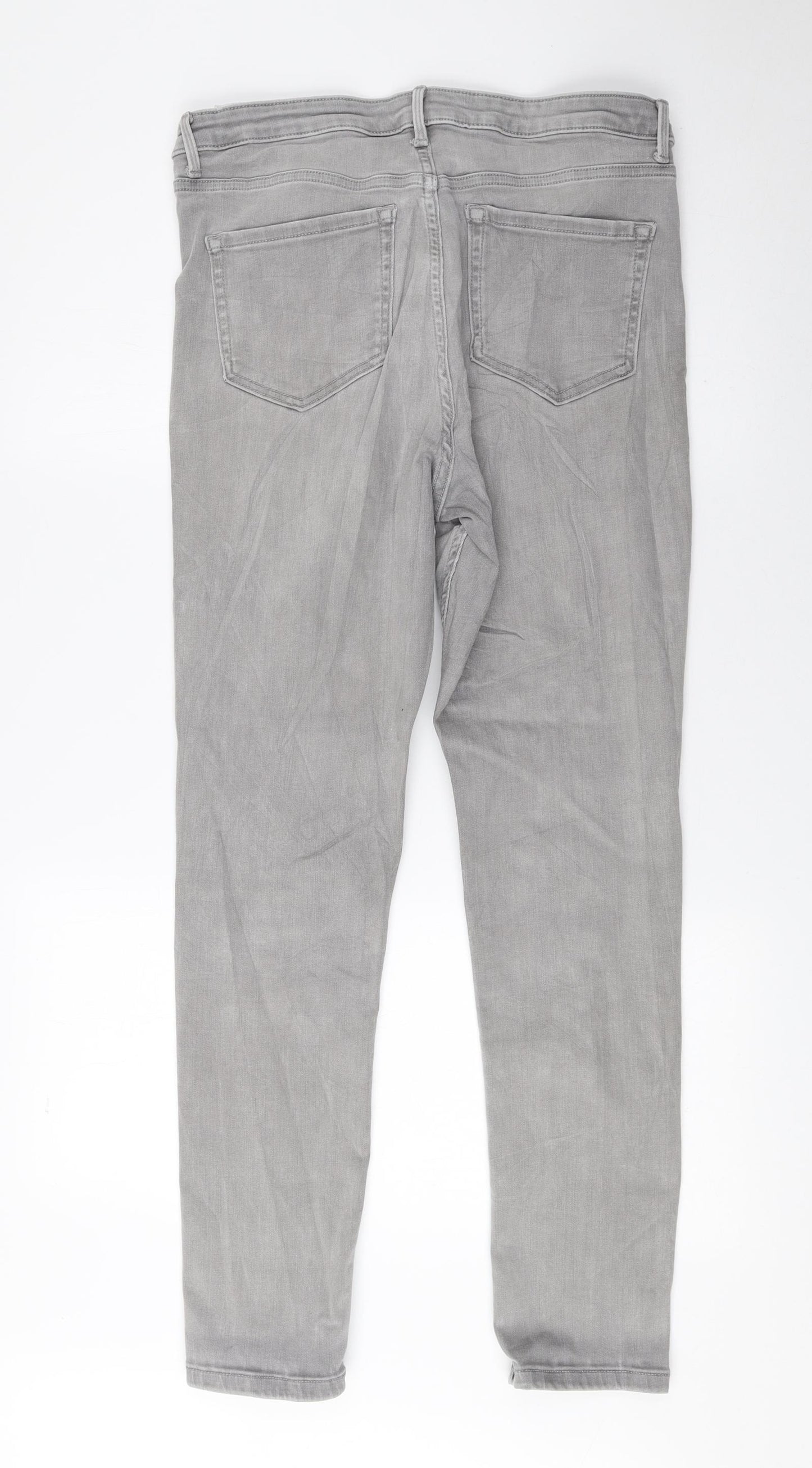 Marks and Spencer Womens Grey Cotton Skinny Jeans Size 12 L27 in Regular Zip