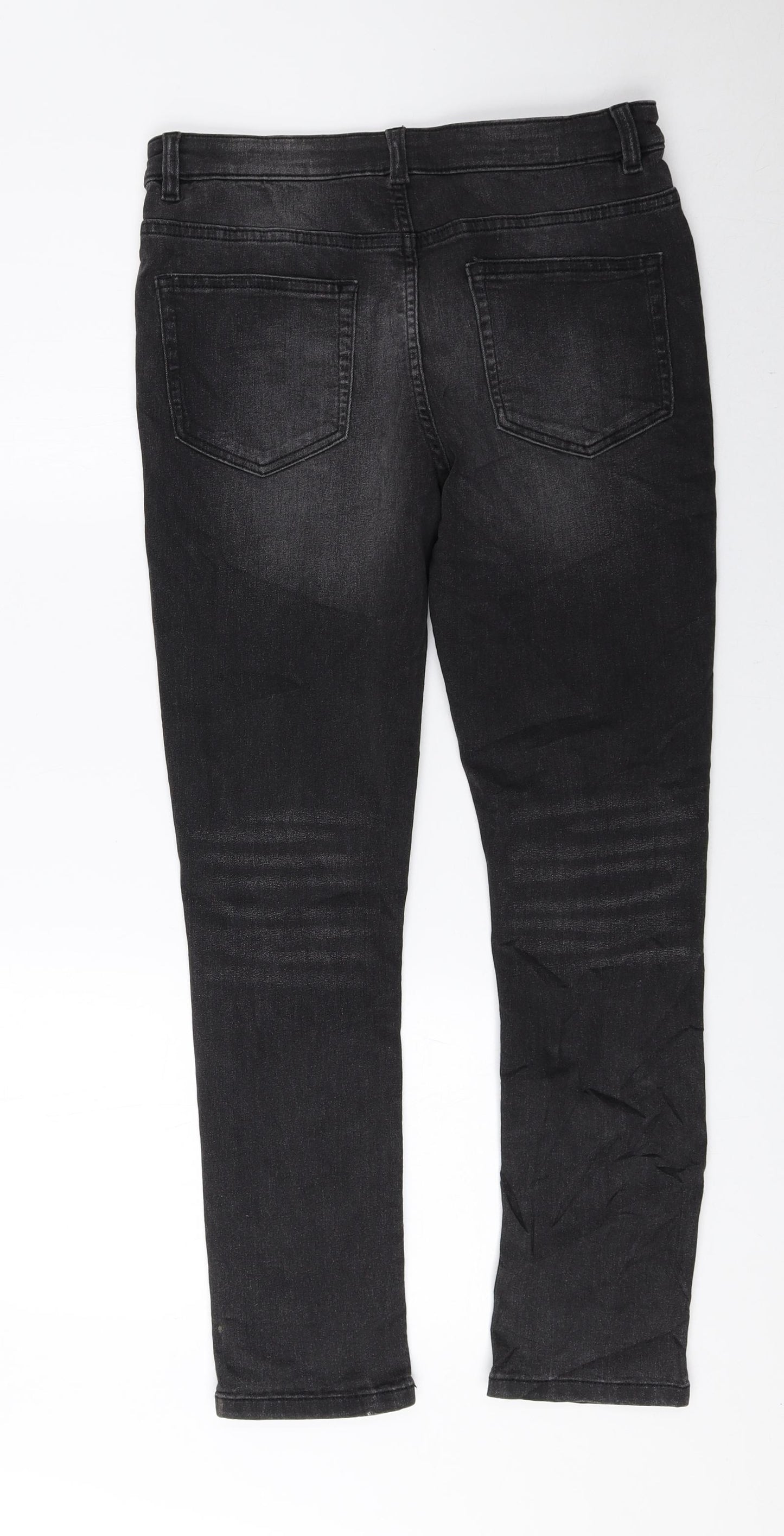 Marks and Spencer Girls Black Cotton Skinny Jeans Size 12-13 Years Regular Zip