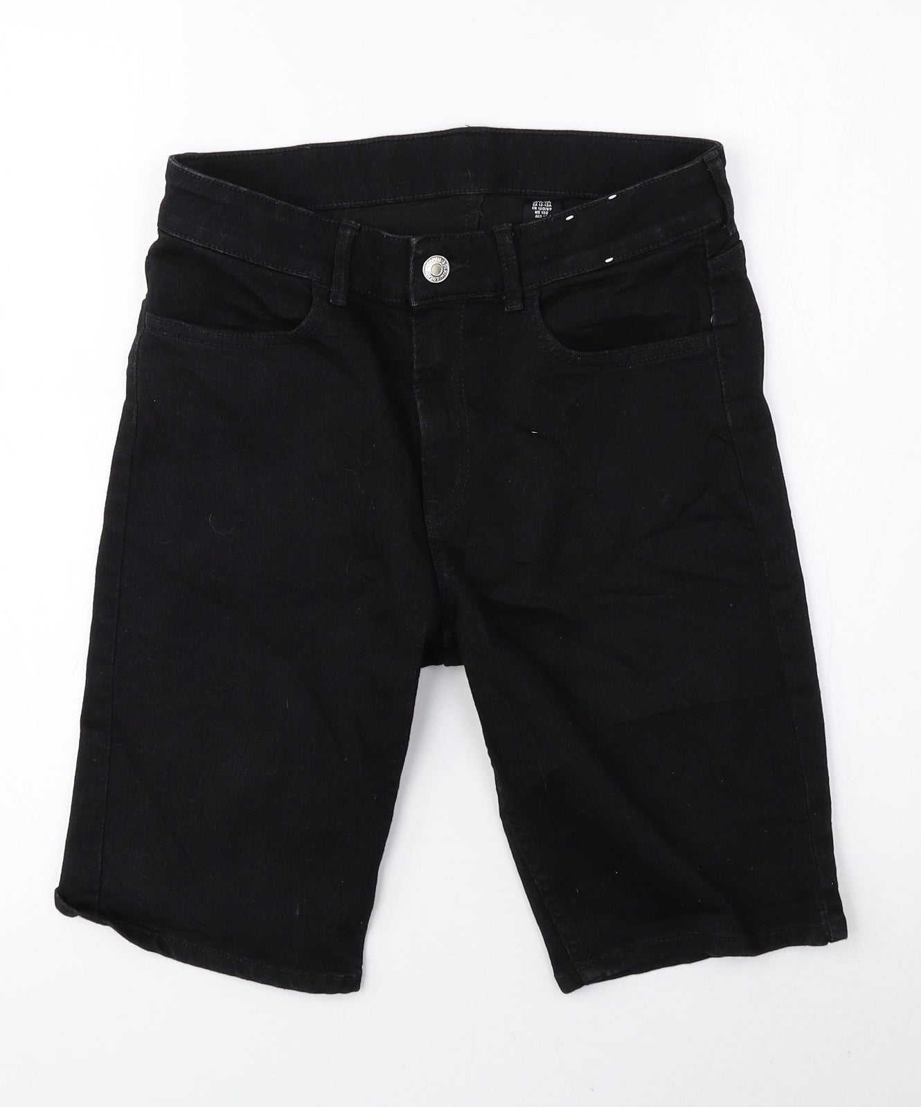H&M Girls Black Cotton Bermuda Shorts Size 13 Years Regular Zip