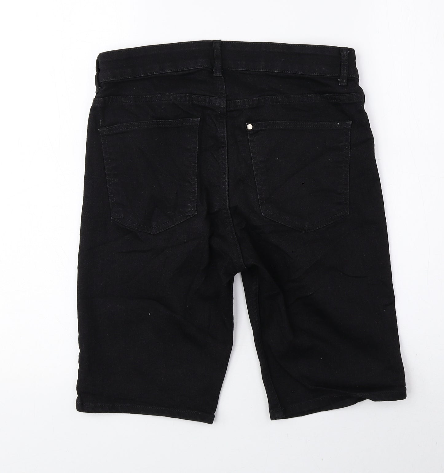 H&M Girls Black Cotton Bermuda Shorts Size 13 Years Regular Zip