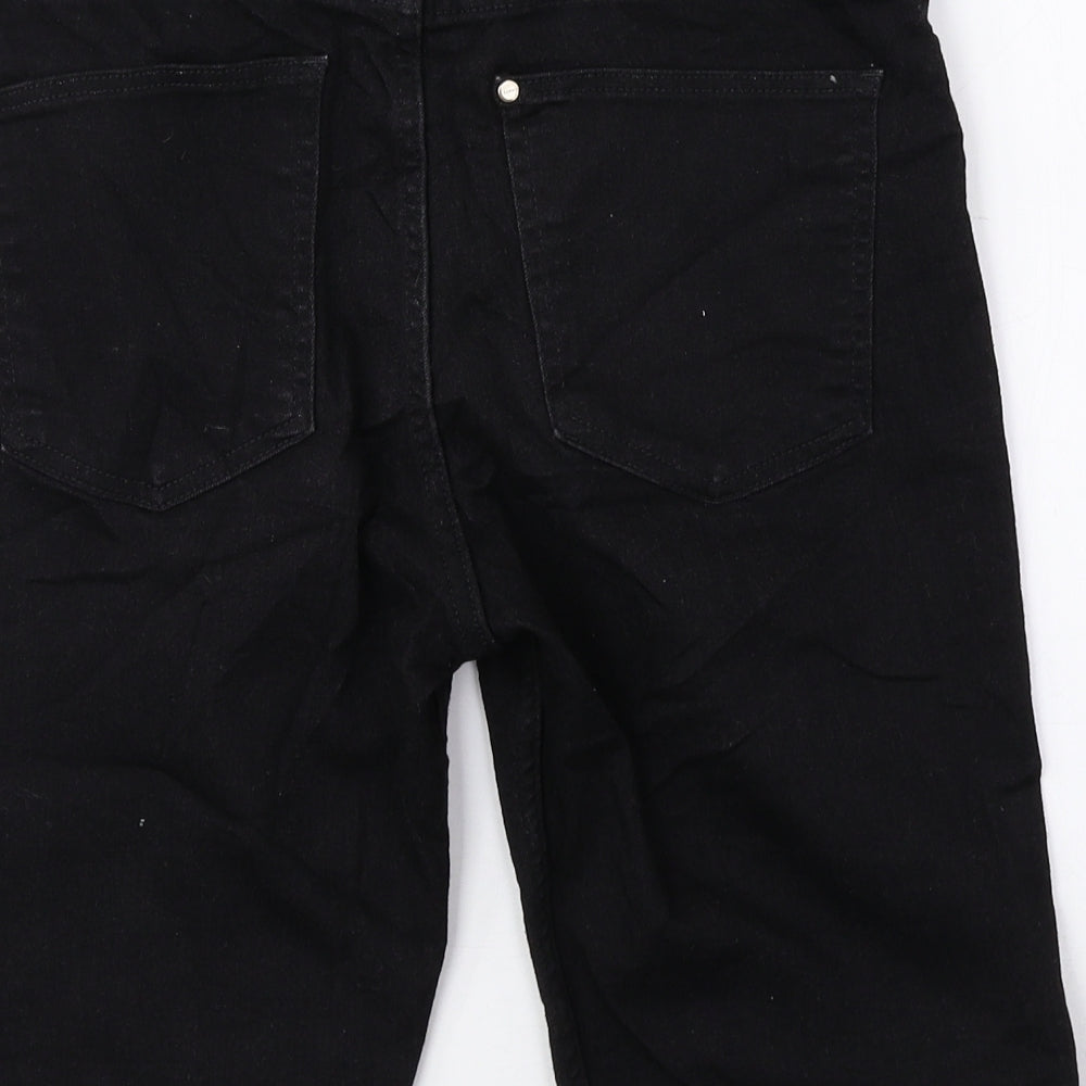 H&M Girls Black Cotton Bermuda Shorts Size 13 Years Regular Zip