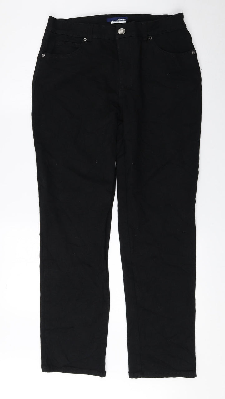 Basic Editions Womens Black Cotton Tapered Jeans Size 8 L28 in Regular Zip