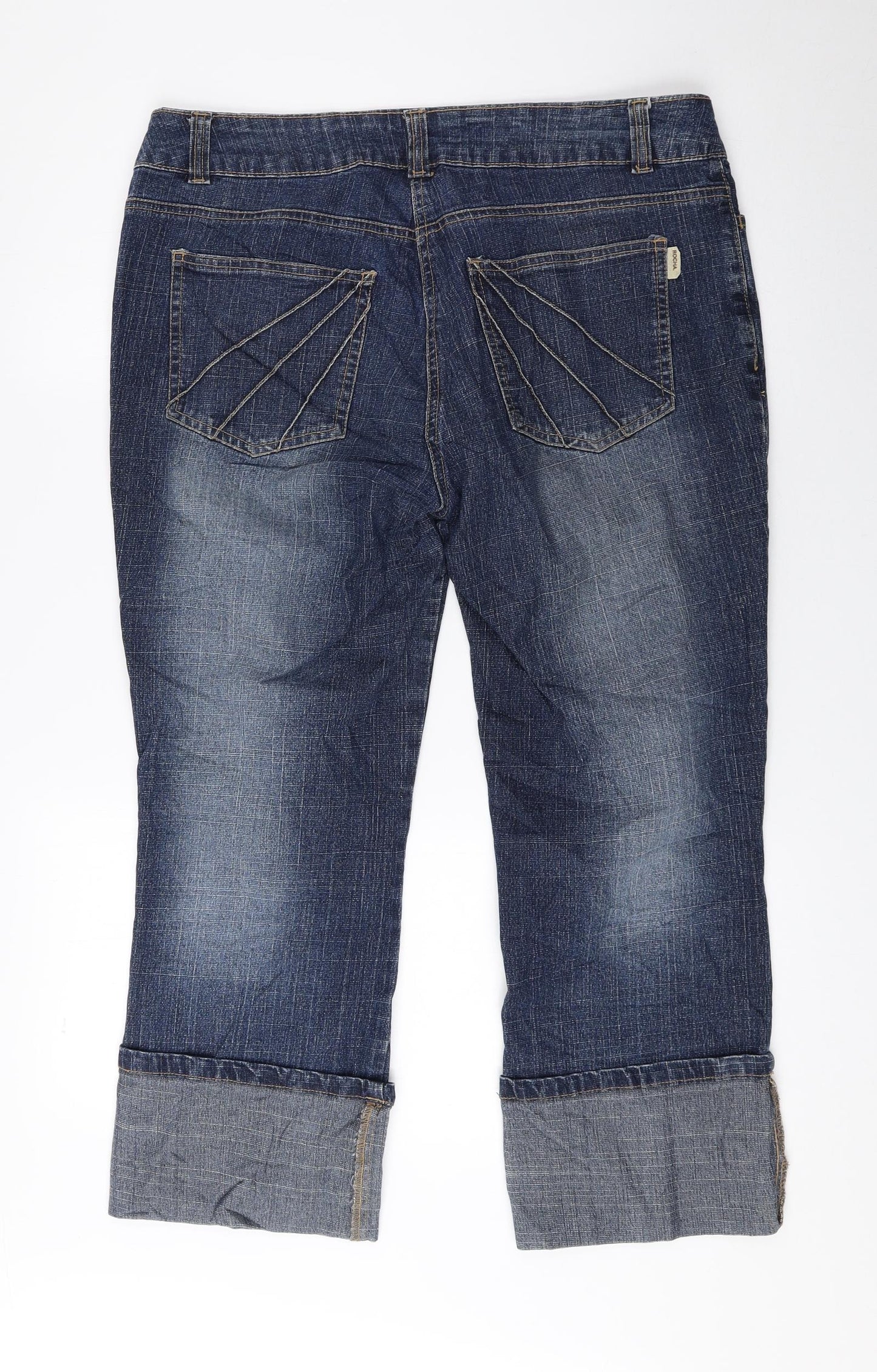 John Rocha Womens Blue Cotton Cropped Jeans Size 14 L23 in Regular Zip