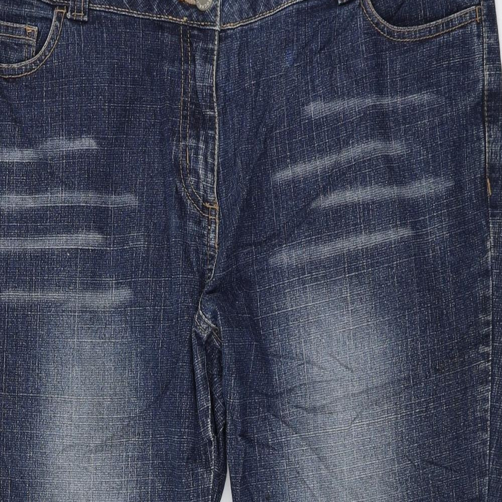 John Rocha Womens Blue Cotton Cropped Jeans Size 14 L23 in Regular Zip