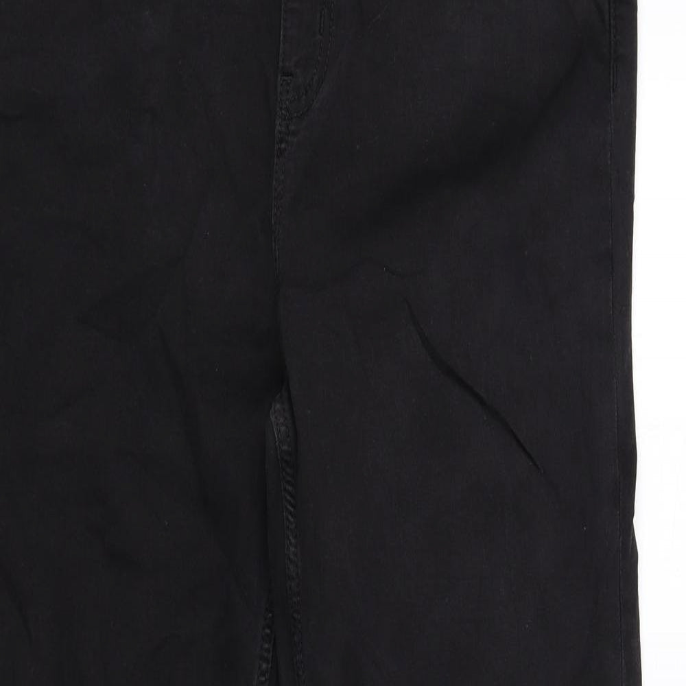 Marks and Spencer Womens Black Cotton Straight Jeans Size 16 L30 in Regular Zip