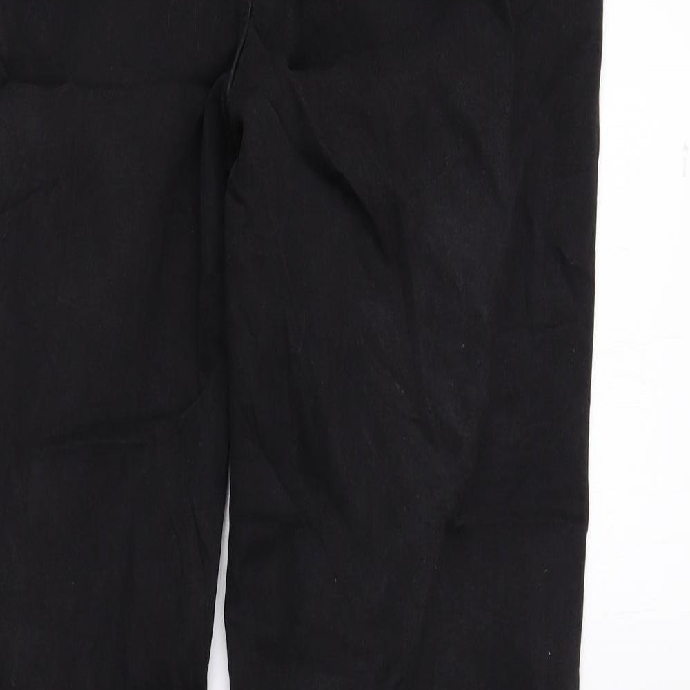 Marks and Spencer Womens Black Cotton Straight Jeans Size 16 L30 in Regular Zip