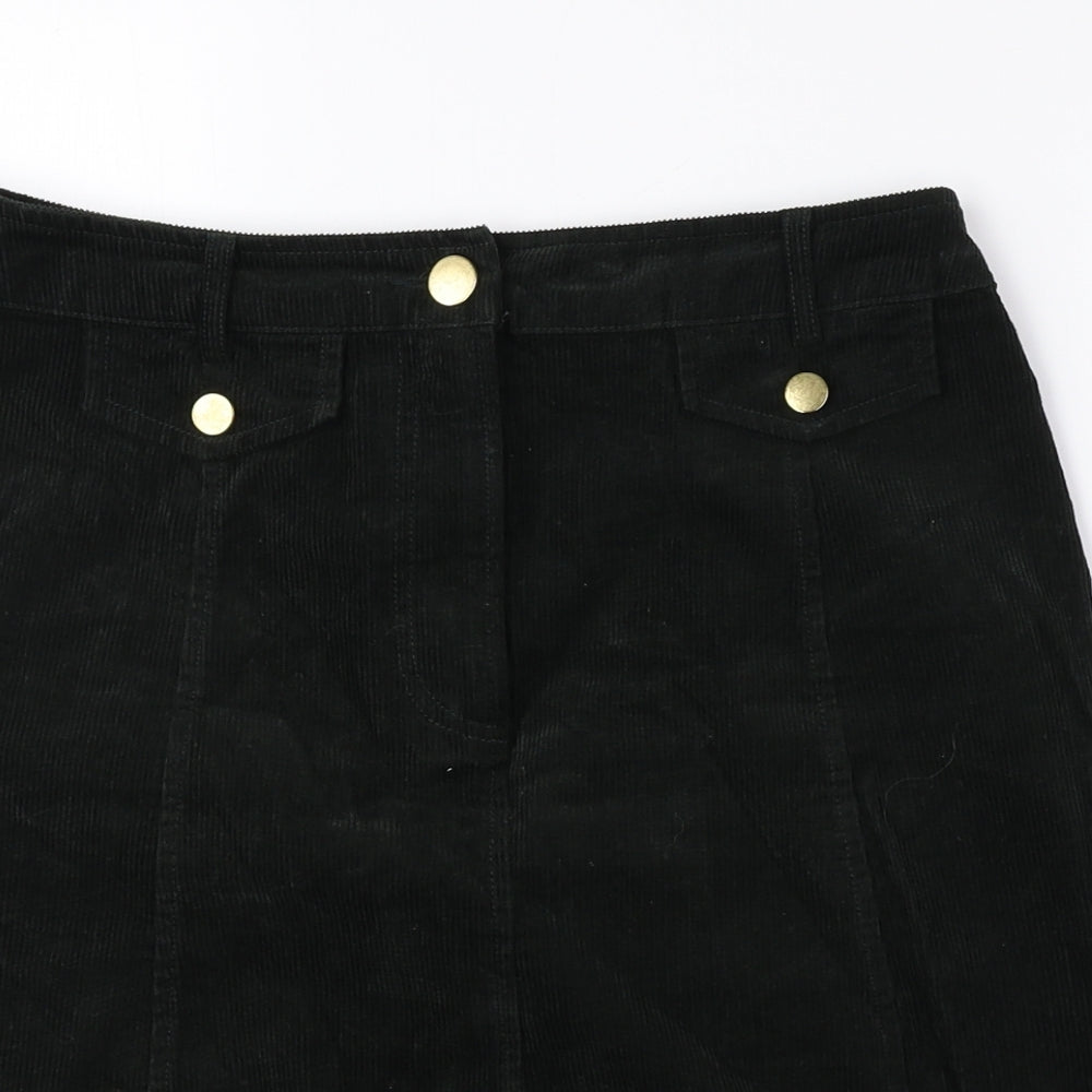 Oasis Womens Green Cotton A-Line Skirt Size 10 Zip