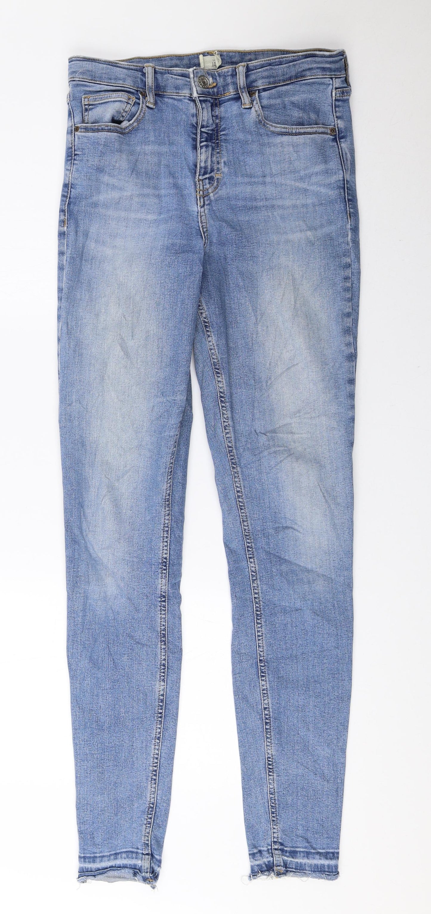 Topshop Womens Blue Cotton Skinny Jeans Size 28 in L29 in Regular Zip