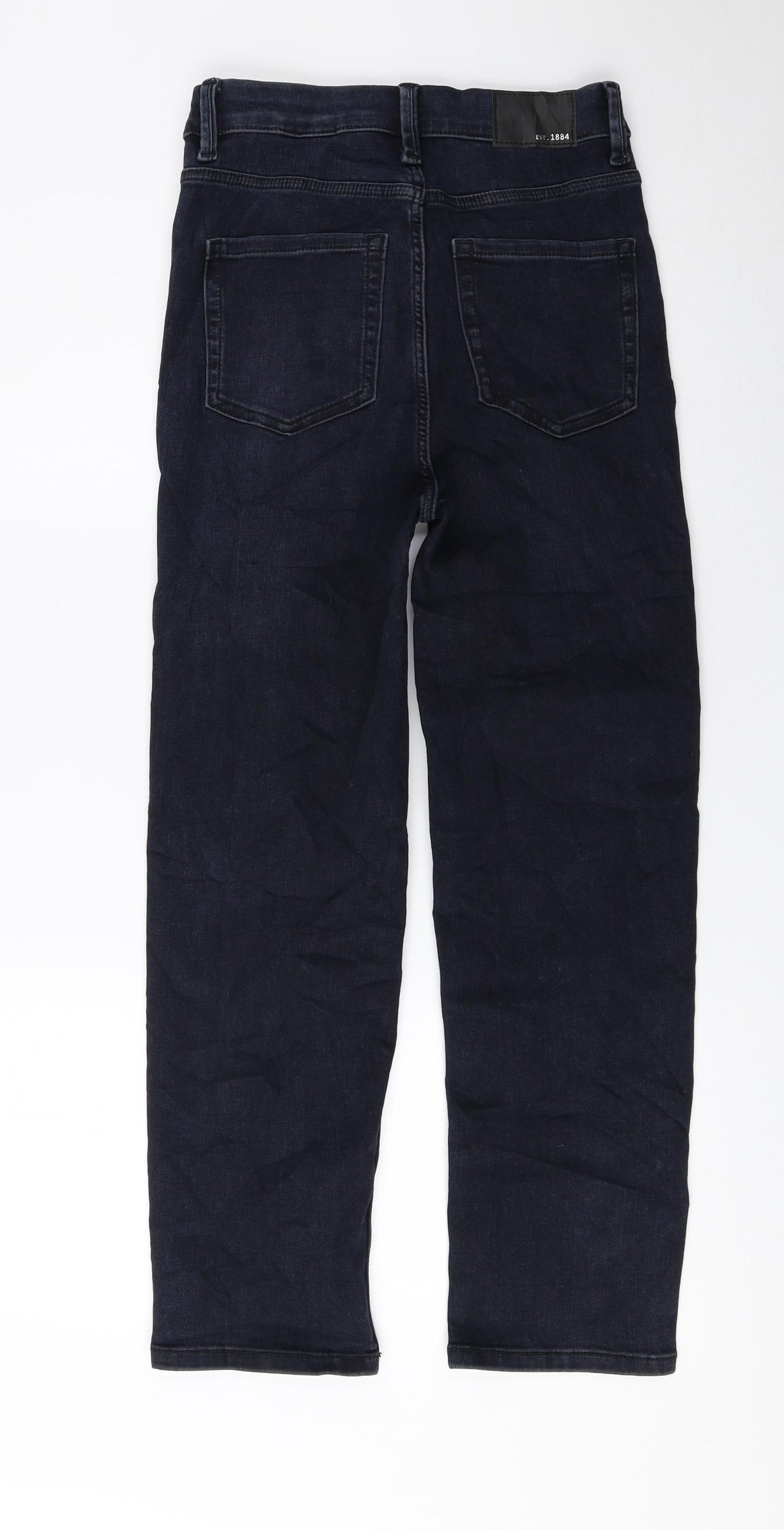 Marks and Spencer Womens Blue Cotton Straight Jeans Size 6 L23 in Regular Zip